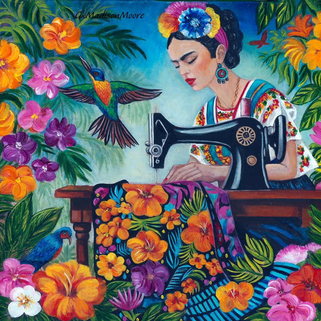 Frida's New Dress - Frida Kahlo 8 x 8 Oil Painting on Canvas, Original Art, Painting | MakerPlace by Michaels Frida's New Dress - Frida Kahlo 8 x 8 Oil Painting on Canvas, Original Art, Painting | MakerPlace by Michaels